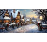 Diamond Painting Adulte Square Drill 5D Ville en Hiver Peinture Diamant Grand Format 60x150cm, DIY Paysage Diamond Painting Kit Complet, Broderie Diamant Kits Artisanat pour Murale Décoration (SQ569)