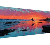 Diamond Painting Adulte Surf Diamant Painting Coucher De Soleil, Peinture Diamant, DIY Activité Manuelle Adulte Art 5D Strass Full Drill Rond Point de Croix Artisanat Murale Décoration 30X60cm L-PC11