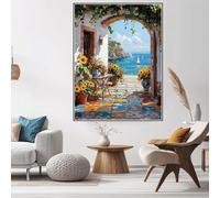 Diamond Painting Adulte Tournesol Diamond Painting Océan Diamant Art, Bricolage 5D Complet Ronde Diamant Peinture Broderie Kit Artisanal de Tableau Decoration Murale pour la Maison 20x30cm W6-996