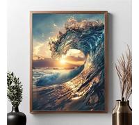 Diamond Painting Adulte, Vagues De L'OcéAn Peinture Diamant Set OcéAn DIY Diamant Painting Kit Complet, Diamond Cristal Perle Broderie Point de Croix Art Set Cadeaux pour Femmes 30x40cm JPF 9-G
