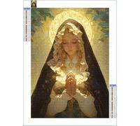 Diamond Painting Adulte, Vierge Marie Peinture Diamant 5D Kit Complet Carrés, Beauté Diamond Painting Kits pour Adulte, DIY Broderie Diamant Kits pour Débutant, Décor Murale Cadeau 60x80cm S-Y763