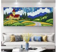 Diamond Painting Adulte Village Diamond Painting Grand XXL Ciel étoilé, 5D Peinture Diamant Loisirs Créatifs Adultes, DIY Activité Manuelle Adulte Kits pour Decoration Maison Murale, 30x90cm, Model13