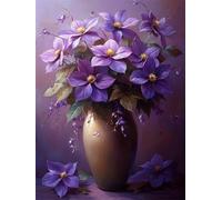Diamond Painting Adulte Violet DIY Diamond Painting Kit Complet Peinture Diamant pour Débutants Enfant, 5D Broderie Diamant Fleur Art du Puzzle Canevas Peinture Décoration Murale Cadeau60x90cm H-191