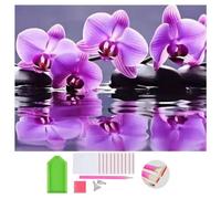 Diamond Painting Adulte,Violet Orchidées Bougies colorée Fleurs Paysage Peinture 5D Diamant Kits, 5D Complet Kits de Broderie Diamant Pierres DIY Artisanale Diamant Murale Décoration Art Set (E)