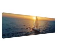 Diamond Painting Adulte Voilier, 5D Diamond Painting Coucher De Soleil Kit Broderie Diamant Complet Kit 90x30 Peinture Diamant Adulte DIY Point de Croix Cristal Paintings pour Decoration Maison G2-418