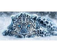 Diamond Painting Adulte XXL 40x90 cm Léopard des neiges 5D Kit Diamant Painting Animal avec Peinture Accessoires Adultes DéButants, Broderie Diamant Point de Croix pour Home DéCoration Murale C-242