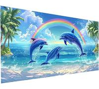Diamond Painting Adulte xxl Dauphin 20x40 cm Peinture Diamant Rainbow 5D Broderie Diamant kit Complet Accessoires DIY Activité Manuelle Adulte Point de Croix Painting pour Decoration Maison S-581