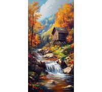 Diamond Painting Adulte XXL Grand Format, Camion d'eau de forêt Diamant Art Enfant Ronde Peinture Kit Débutant, 5D DIY Cristal Strass Point de Croix Set pour Décoration Murale Maison Amis 30x40cm E698