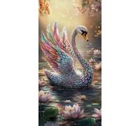 Diamond Painting Adulte XXL Grand Format, Cygne fleur de lotus Diamant Art Enfant Ronde Peinture Kit Débutant, 5D DIY Cristal Strass Point de Croix Set pour Décoration Murale Maison Amis 20x30cm E776