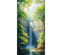 Diamond Painting Adulte XXL Grand Format, La forêt des cascades Diamant Art Enfant Ronde Peinture Kit Débutant, 5D DIY Cristal Strass Point de Croix Set Décoration Murale Maison Amis 100x130cm E651