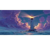 Diamond Painting Adulte XXL Grand Format, La mer phare Diamant Art Enfant Ronde Peinture Kit Débutant, 5D DIY Cristal Strass Point de Croix Set pour Décoration Murale Maison Amis Cadeaux 30x40cm E164