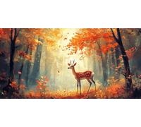 Diamond Painting Adulte XXL Grand Format, Le cerf de la forêt Diamant Art Enfant Ronde Peinture Kit Débutant, 5D DIY Cristal Strass Point de Croix Set pour Décoration Murale Maison Amis 40x50cm E696