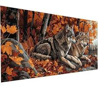 Diamond Painting Adulte xxl Loup 50x100 cm Peinture Diamant Arbre 5D Broderie Diamant kit Complet Accessoires DIY Activité Manuelle Adulte Strass Point de Croix Painting pour Decoration Maison S-705