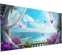 Diamond Painting Adulte xxl Papillon 50x100 cm Peinture Diamant Océan 5D Broderie Diamant kit Complet Accessoires DIY Activité Manuelle Adulte Point de Croix Painting pour Decoration Maison S-86