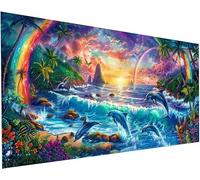 Diamond Painting Adulte xxl Rainbow 20x40 cm Peinture Diamant Dauphin 5D Broderie Diamant kit Complet Accessoires DIY Activité Manuelle Adulte Point de Croix Painting pour Decoration Maison S-363