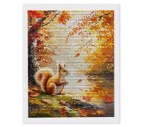 Diamond Painting Adultes, Peinture Diamant Kits, Automne écureuils 5D Diamond Painting Complet, Diamant Strass Point de Croix Cristal Artisanat pour Murale Décor, Cadeaux pour Femmes 60 x 80cm H-898