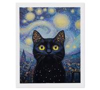 Diamond Painting Adultes, Peinture Diamant Kits, Ciel étoilé chats 5D Diamond Painting Complet, Diamant Strass Point de Croix Cristal Artisanat pour Murale Décor, Cadeaux pour Femmes 80 x 100cm H-1138