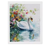 Diamond Painting Adultes, Peinture Diamant Kits, Cygne fleurs 5D Diamond Painting Complet, Diamant Strass Point de Croix Cristal Artisanat pour Murale Décoration, Cadeaux pour Femmes 30 x 40cm H-1039