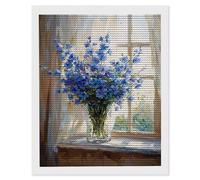 Diamond Painting Adultes, Peinture Diamant Kits, Fleurs vase fenêtre 5D Diamond Painting Complet, Diamant Strass Point de Croix Cristal Artisanat pour Murale Décor, Cadeaux pour Femmes 30 x 40cm H1082