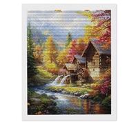 Diamond Painting Adultes, Peinture Diamant Kits, Forêt chalet 5D Diamond Painting Complet, Diamant Strass Point de Croix Cristal Artisanat pour Murale Décoration, Cadeaux pour Femmes 40 x 50cm H-942