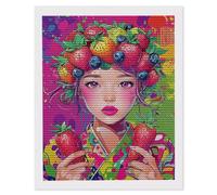 Diamond Painting Adultes, Peinture Diamant Kits, Fruits fille 5D Diamond Painting Complet, Diamant Strass Point de Croix Cristal Artisanat pour Murale Décoration, Cadeaux pour Femmes 60 x 80cm H-1015