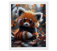 Diamond Painting Adultes, Peinture Diamant Kits, Panda roux 5D Diamond Painting Complet, Diamant Strass Point de Croix Cristal Artisanat pour Murale Décoration, Cadeaux pour Femmes 30 x 40cm H-1126