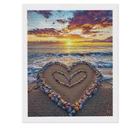 Diamond Painting Adultes, Peinture Diamant Kits, Plage amour 5D Diamond Painting Complet, Diamant Strass Point de Croix Cristal Artisanat pour Murale Décoration, Cadeaux pour Femmes 70 x 90cm H-306