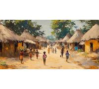 Diamond Painting Afrique, Diamond Painting Adulte 40 x 20CM, Village Peinture Diamant Strass Kit Broderie, Loisirs Créatifs Adultes, Peinture Diamant Kit Point de Croix pour Decoration Maison ZSHD1095