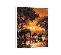Diamond Painting Afrique Peinture Diamant Adulte Éléphant Kit DIY de Diamond Painting 5D Complet, Activité Manuelle Adulte, Kit d'Art Diamant pour Enfant Décoration Murale pour Maison 60x80cm 0a-181