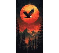 Diamond Painting aigle,lune Diamond Painting Adulte Grand Format 80x160 CM,5D DIY Peinture Diamant Adulte,Point de Croix Activite Manuelle Kit pour Decoration Noel Chambre Maison,Cadeau Femme D-863