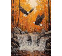 Diamond Painting Aigle Peinture Diamant Automne Diamond Painting Adulte 5D DIY Broderie Diamant Point de Croix Cristal Strass Loisirs Créatifs Adultes pour Decoration, Cadeau 35x50 cm -bby2507J0