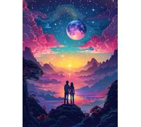 Diamond Painting Amour Diamond Painting Adulte Ciel éToilé, Peinture Diamant, 5D Broderie Diamant Activité Manuelle Adulte DIY Carré Strass Artisanat Kits pour Murale Décoration 50x80cm 6-J723