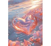 Diamond Painting Amour Diamond Painting Adulte Enfant, DIY Broderie Diamant Kit Complet Océan, Peinture Diamant Artisanat Strass Point de Croix Art Set, pour Décoration Murale Maison 20x30 cm W-2301