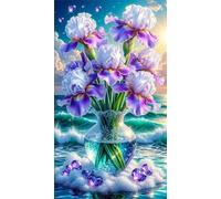 Diamond Painting Amour d'iris de mer,Kit de Peinture Diamant Complet pour Adultes,5D Square Drill Strass Broderie Diamant,DIY Cristal Point de Croix Diamond Art pour Maison Murale Décor 80x170 cm