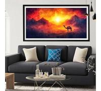 Diamond Painting Animal Diamond Painting Adulte, Chameau Peinture Diamant Débutants, DIY Canevas Kit Broderie Diamant Complet Kit Strass Cristal Paintings pour Decoration Chambre Maison 30x60cm Y6-635