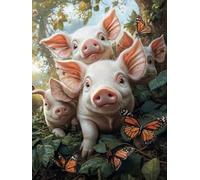 Diamond Painting Animal Diamond Painting Adulte, Cochon Peinture Diamant, 5D Cristal Point de Croix Broderie Diamant Kit Complet, Loisirs Créatifs Adultes, Tableau Decoration Murale 60x80cm 6o-36N