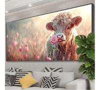 Diamond Painting Animal Diamond Painting Adulte Grand Format 175x70 cm, Vache Broderie Diamant Kit Complet, 5D DIY Carré Tableau en Perles à Coller Peinture Diamant pour Decoration Maison Z0-306
