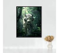 Diamond Painting Animal Diamond Painting Adulte Tigre Blanc, Peinture Diamant Activité Manuelle Adulte, DIY Tableau Diamant Cristal Broderie Point de Croix Kits, pour Cadeau (50x70cm) PJY9 U-R