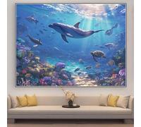 Diamond Painting Animal Diamond Painting Adulte XXL 120x90cm Perle Diamant a Coller Tortue De Mer DIY 5D Strass Gemmes Puzzle Point de Croix Canevas Cristal Peinture, Maison Salon Décoration zhad535