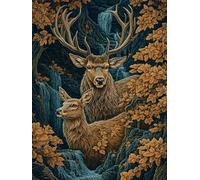 Diamond Painting Animal Peinture Diamant Adulte, 5D Broderie Diamant Cerf Diamond Painting Enfant Bricolage Cristal Point de Croix Tableau Strass Puzzle, Tableau Decoration Murale 80x110cm 2x-221
