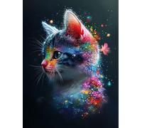 Diamond Painting Animal Peinture Diamant Adulte, 5D Broderie Diamant Chat Diamond Painting Enfant DIY Cristal Point de Croix Tableau Strass Puzzle, Tableau Decoration Murale Cadeaux 50x70cm 2g-86