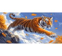 Diamond Painting Animal Peinture Diamant Tigre Diamond Painting Adulte 5D Cristal Débutant Art Kit, Point de Croix Activité Manuelle Adulte pour Decoration Maison Murale, Cadeau Femme 40x80cm,Model358