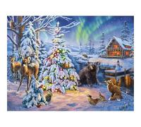 Diamond Painting Animaux de Noël de la forêt,5D DIY Peinture Diamant Adulte Enfant,Broderie Diamant Kit Complet,Strass Point de Croix Artisanat Painting pour Maison Murale Décor Square Drill,60x80cm