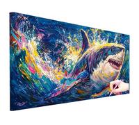 Diamond Painting Animaux Diamant Painting Adulte Grand Format 130x50cm 5D Peinture Diamant Requin DIY Broderie Diamant Kit Complet Cristal Strass Point de Croix Kit Cadeau Decoration Automne T-42