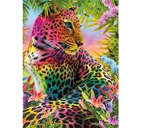 Diamond painting Animaux Léopard,Broderie Diamant Grand Format,5D DIY Diamant Peinture,Diamant Painting Kits pour Adultes Enfants,mur et Entrée Décor Strass Diamant Arts Craft Square Drill,40x50cm