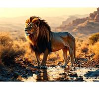 Diamond Painting Animaux lion Peinture Diamant Adulte, 5D Diamant Painting Kit Complet, DIY Diamond Art Point de Croix Painting pour Adultes Débutants Maison Décoration, Noël Cadeaux 50x40cm B-10224