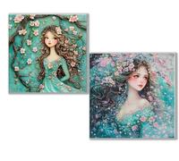 Diamond Painting Anu ouleur 2 Pièces, DIY 5D Diamond Painting Adulte Kit Complet, Kit de Peinture Diamant Croix Cristal pour Enfants, Cadeau Créatif pour Filles, Maison Décoration Murale 0D-1