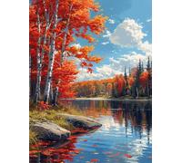 Diamond Painting Arbre, 5D Diamond Painting Adulte RivièRe, DIY Activité Manuelle Adulte, Broderie Diamant Artisanat Strass Point de Croix Kit, pour Décoration Murale Maison Cadeau 80X110cm J-2061