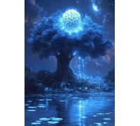 Diamond Painting Arbre de la Vie Peinture Diamant Paysage Diamond Painting Adulte 5D DIY Broderie Diamant Point de Croix Cristal Strass Loisirs Créatifs Adultes pour Decoration 35x50 CM -bby2507ON