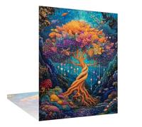 Diamond Painting Arbre de Vie Diamond Painting Adulte Poisson 5D DIY Peinture Diamant Point De Croix Broderie Diamant Kit Complet, Cristal Enfant Art Set, Decoration Chambre, Cadeau 30x50cm W6-924